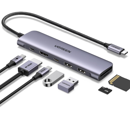 UGREEN USB C Hub, 4K HDMI, 100W PD, Type A& C Data Ports, SD/TF Card Reader