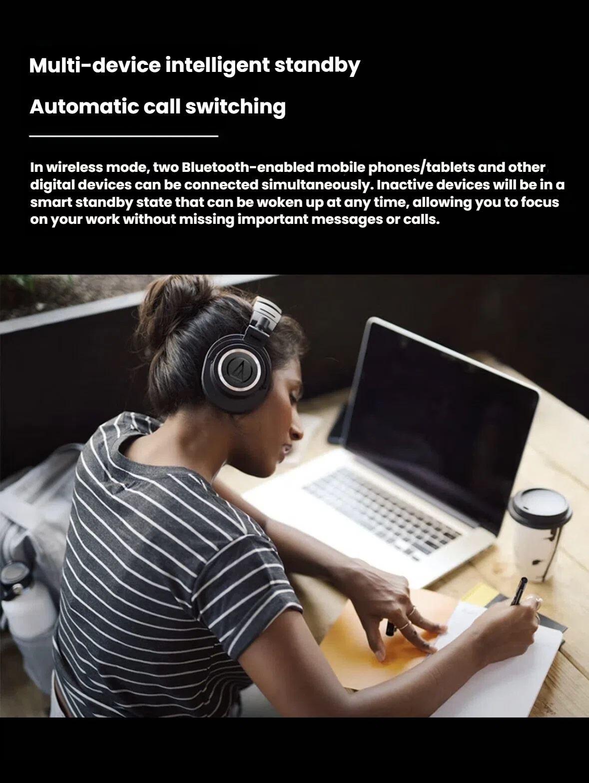 Audio-Technica ATH-M50xBT2 LDAC Hi-Res wireless audio feature callout