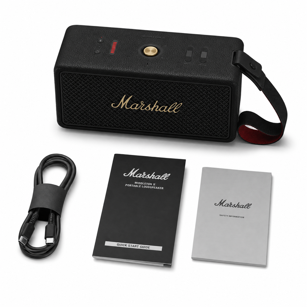 Marshall Middleton II speaker with included items