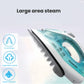 Infographic illustrating the large area steam coverage of the Panasonic iron, highlighting its porous soleplate design for powerful wrinkle removal.