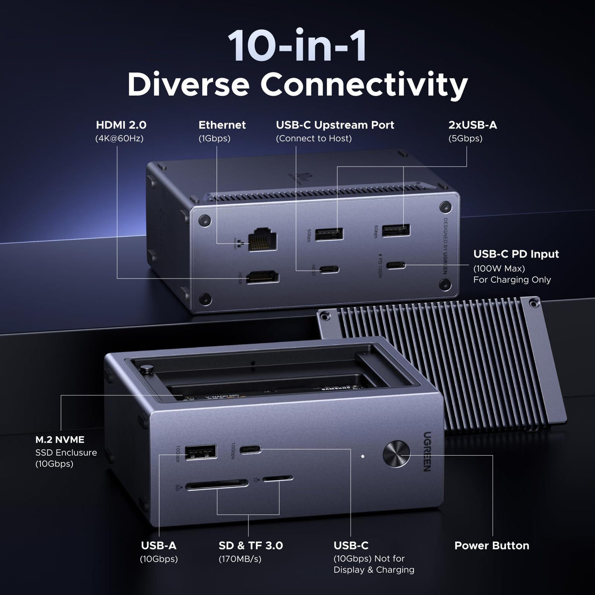 UGREEN 55735 10-in-1 USB-C Hub with SSD Enclosure product view 2