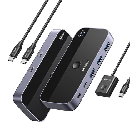 UGREEN 25164 USB-C sharing switch front and rear views