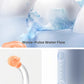  A collage of the usmile C10's features, including the powerful Wave-Pulse Water Flow between teeth, a close-up of the specialized Orthodontic Precision Nozzle, and the easy one-touch start/stop button.