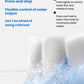 A graphic explaining the user-friendly controls of the usmile C10 water flosser, detailing how to press lightly for controlled water flow and press-and-hold to select a mode for continuous output.